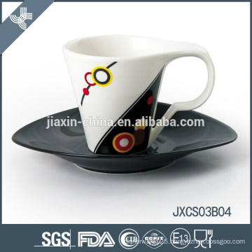 180CC porcelain oval coffee cup and saucer, new design cup set, small cup set